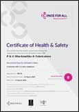 Once For All Certificate Of Health & Safety Accreditation